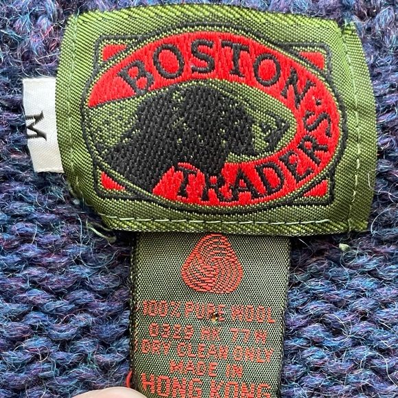 vintage BOSTON TRADERS men’s 100% wool shawl neck Blue sweater size : Medium - Picture 8 of 8
